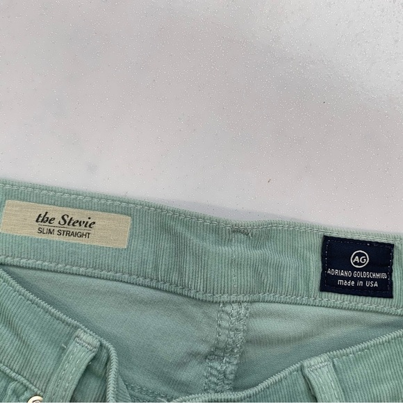 AG Corduroy Pants Woman 27  Stevie Slim‎ Straight Low Rise Light Green Stretch - Picture 7 of 11